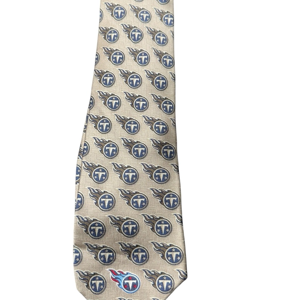Ralph Marlin Blue and Beige Titans Logo Tie